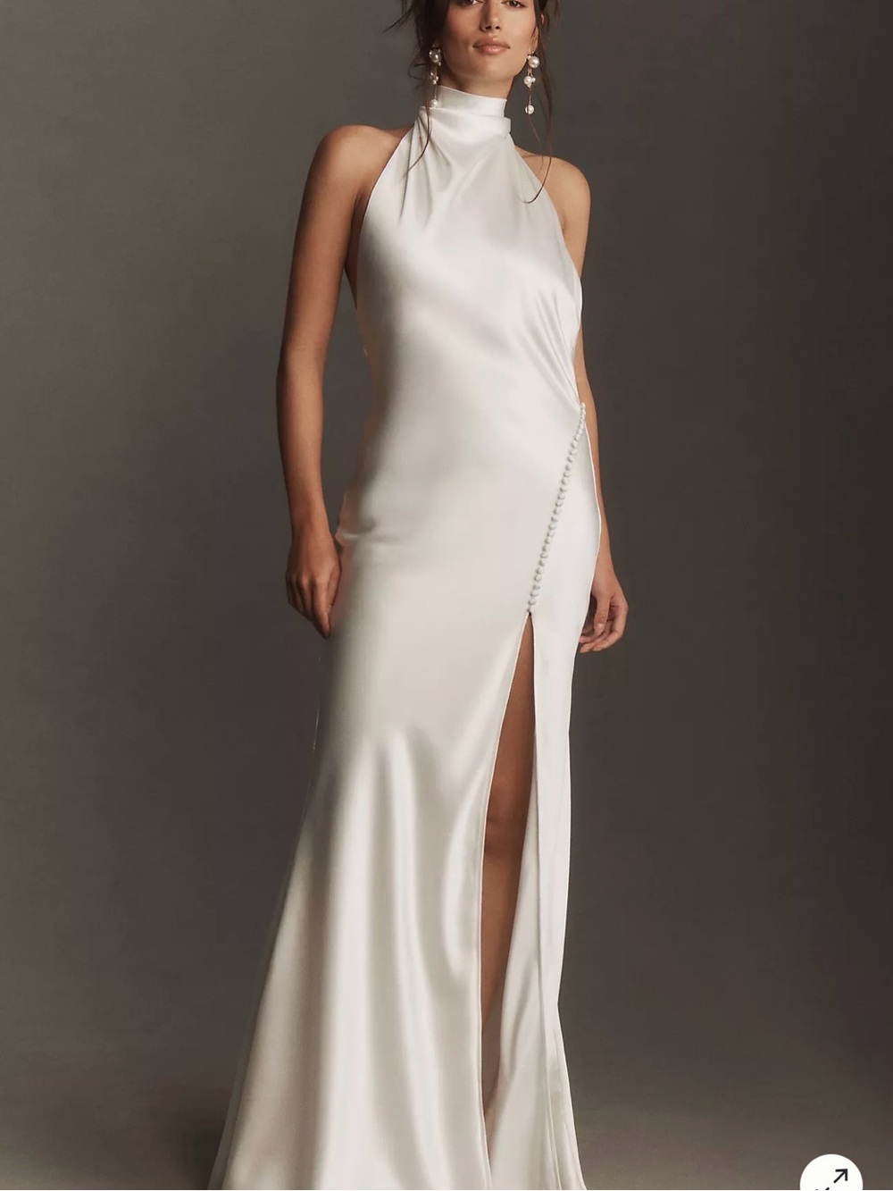 Anthropologie SAU LEE Penelope High-Neck Open-Back Satin Maxi Dress